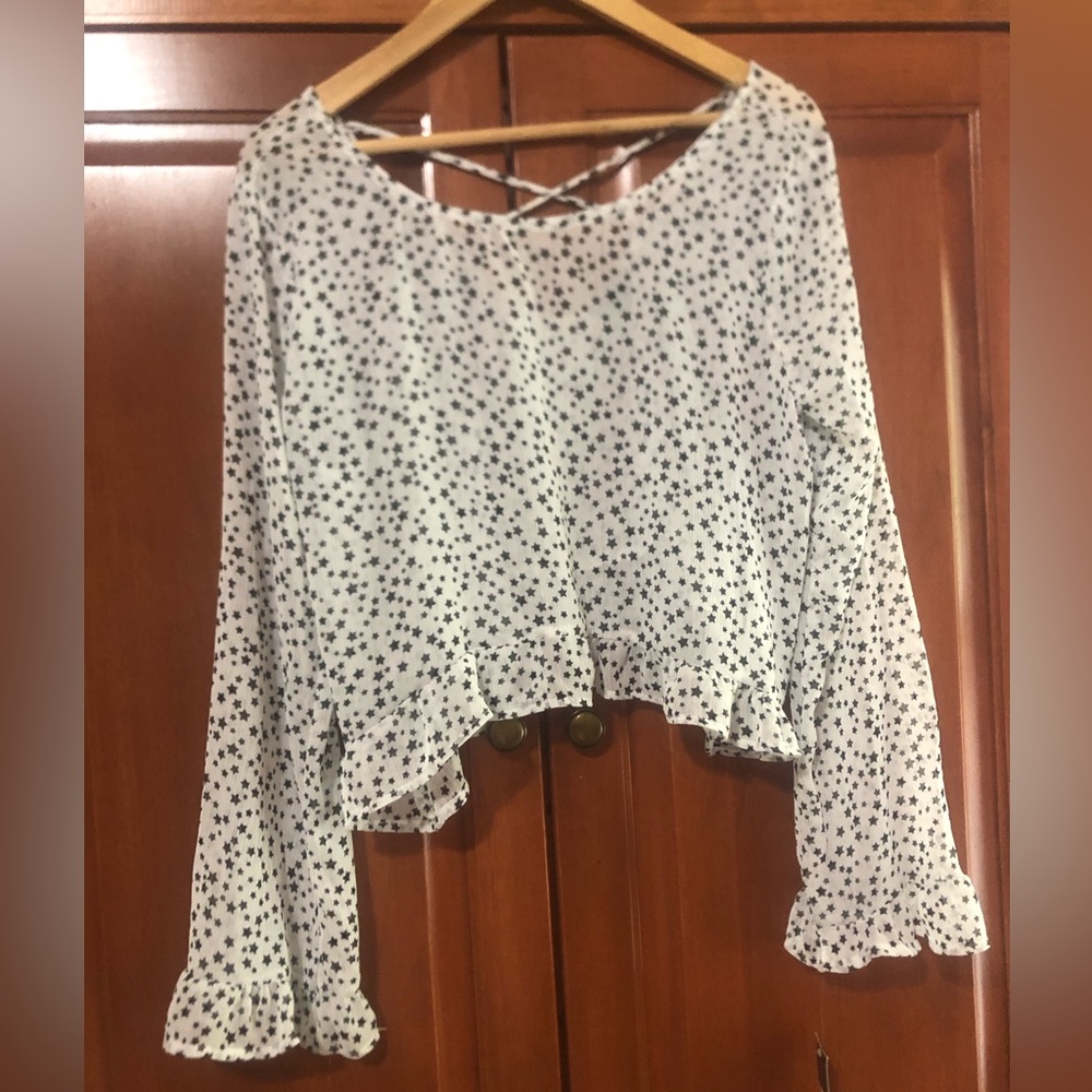 Wild Fable Cream Top With Black Stars Size Medium NWT